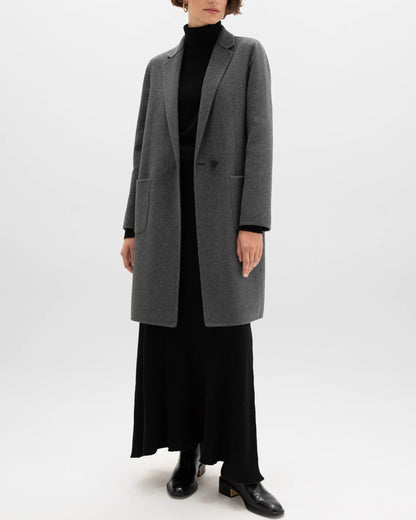 Johnstons of Elgin Women's Coats Mid Grey Classic Cashmere Coat TA000520RU7292