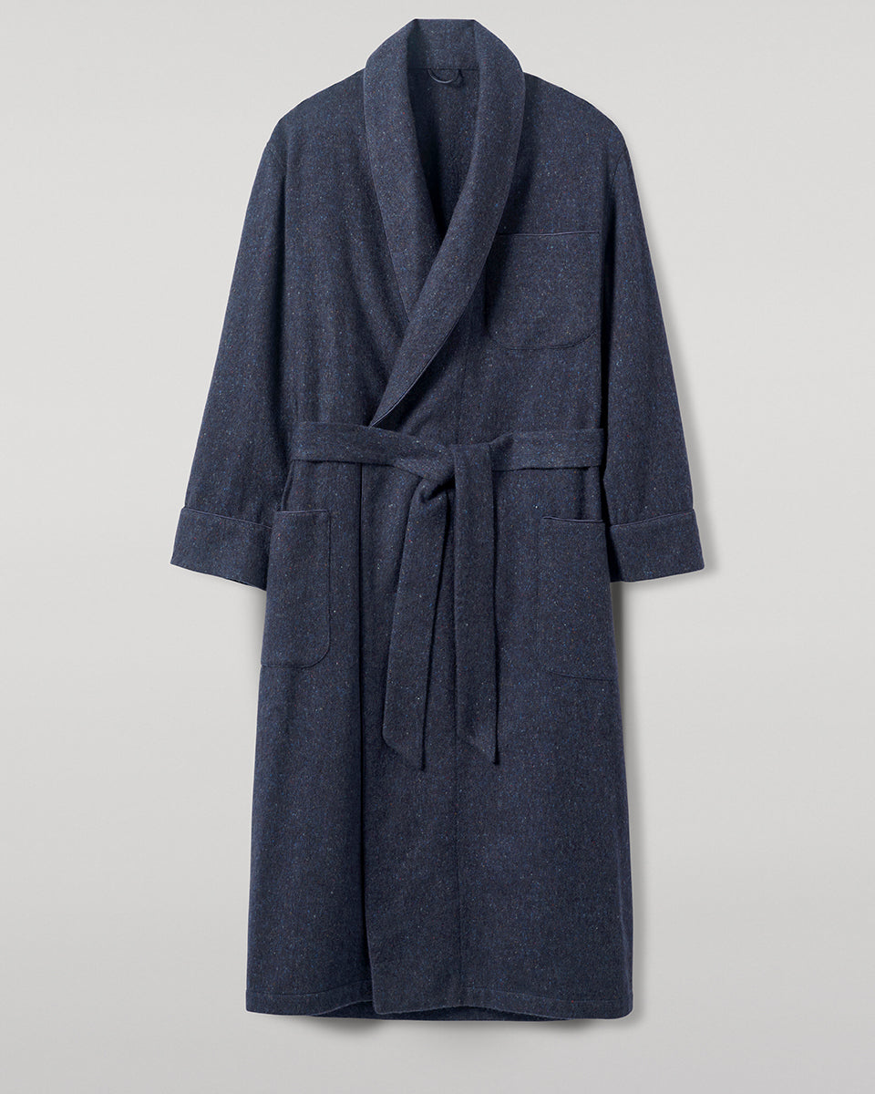 Johnstons of Elgin AW25 Men's Tailoring Navy Donegal Donegal Cashmere Dressing Gown TA000528RU7383