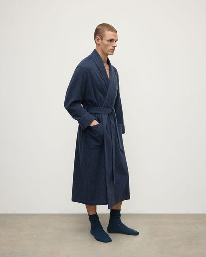 Johnstons of Elgin AW25 Men's Tailoring Navy Donegal Donegal Cashmere Dressing Gown TA000528RU7383