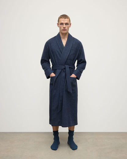 Johnstons of Elgin AW25 Men's Tailoring Navy Donegal Donegal Cashmere Dressing Gown TA000528RU7383