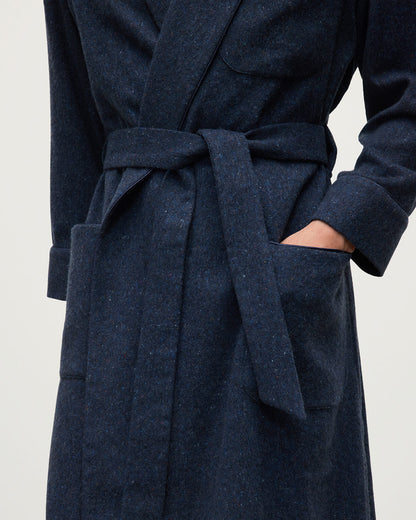 Johnstons of Elgin AW25 Men's Tailoring Navy Donegal Donegal Cashmere Dressing Gown TA000528RU7383