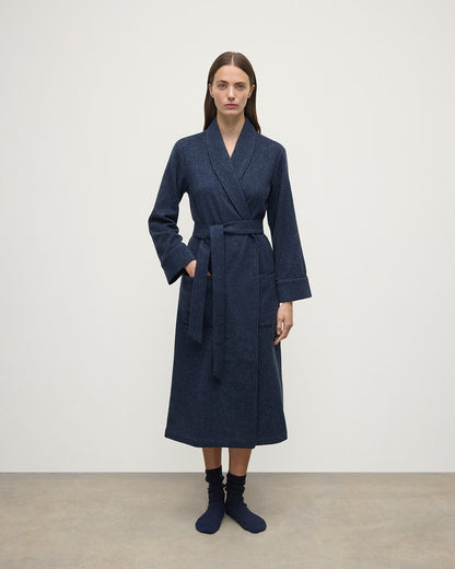 Johnstons of Elgin Women's Loungewear Navy Donegal Donegal Cashmere Dressing Gown TA000529RU7383