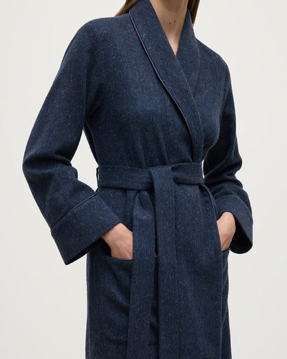 Johnstons of Elgin Women's Loungewear Navy Donegal Donegal Cashmere Dressing Gown TA000529RU7383