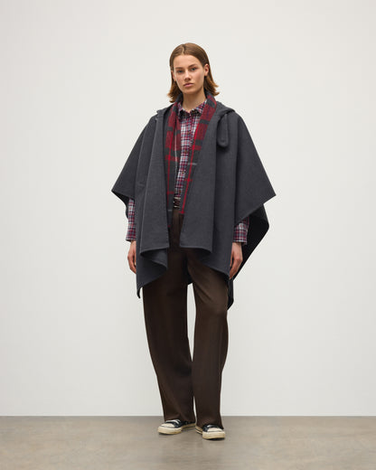 JOHNSTONS OF ELGIN WOMENS HOOLIE DF CM TAILORED HOODED CAPE CHARCOAL GREY 100% CASHMERE TA000677RU6081ONE