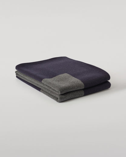 Johnstons of Elgin 100% Cashmere Blanket in Earth Mineral, Navy & Grey TA000683RU7766ONE