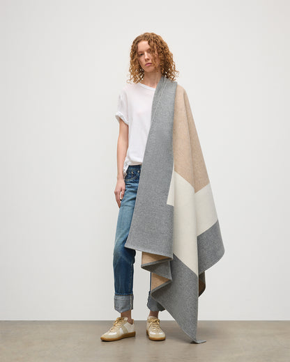 Johnstons of Elgin 100% Cashmere Art Geometric Blanket in Contemporary Neutral, Grey & Beige TA000683RU7763ONE