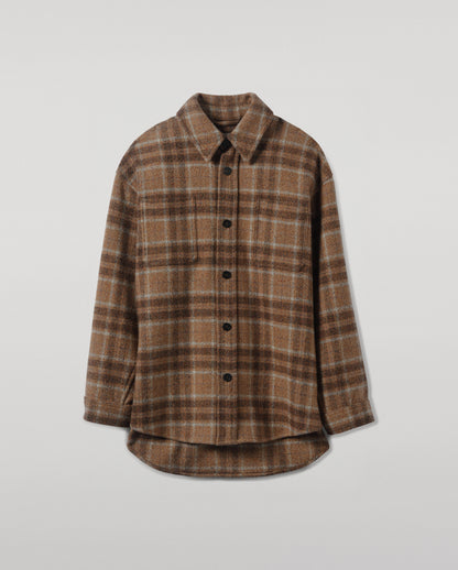 Johnstons of Elgin Men's Tailoring Vicuna Tweed Check Cashmere Wool Blend Brown Overshirt TB000755RU7683