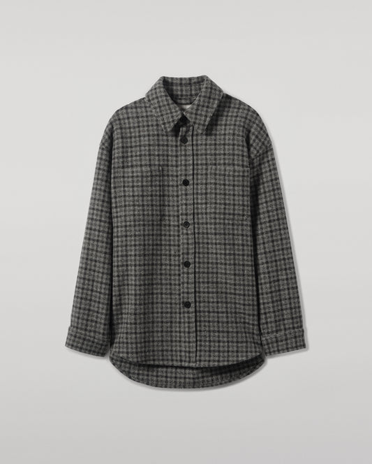 Johnstons of Elgin Men's Tailoring Grey Classic Gunclub Cashmere Wool Blend Grey Overshirt TB000755RU7684