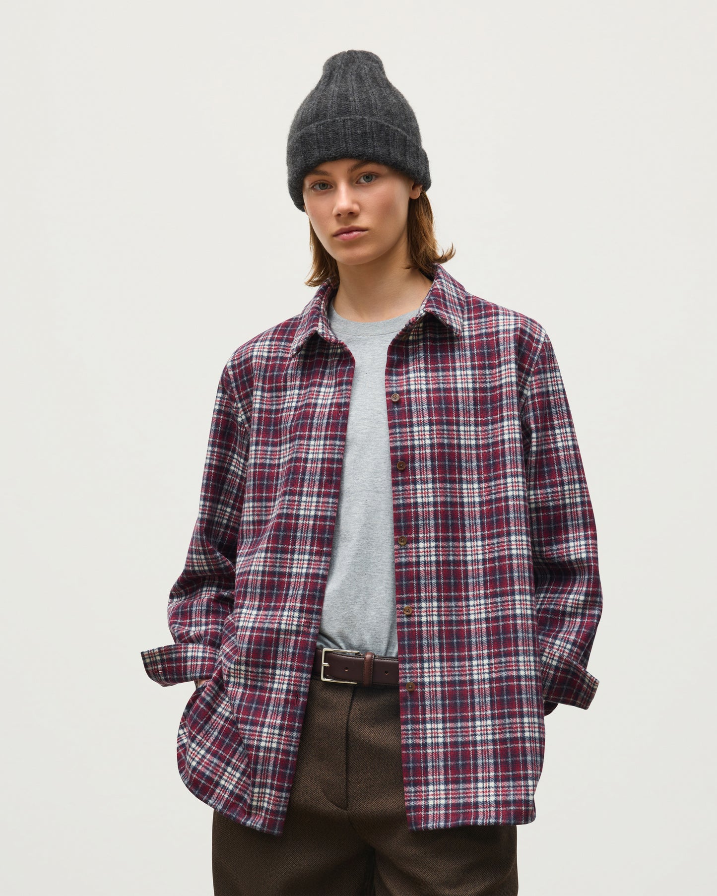 JOHNSTONS OF ELGIN WOMENS CLANLASS WOOL CASHMERE OVERSHIRT 90% WOOL, 10% CASHMERE TB000842RU7842