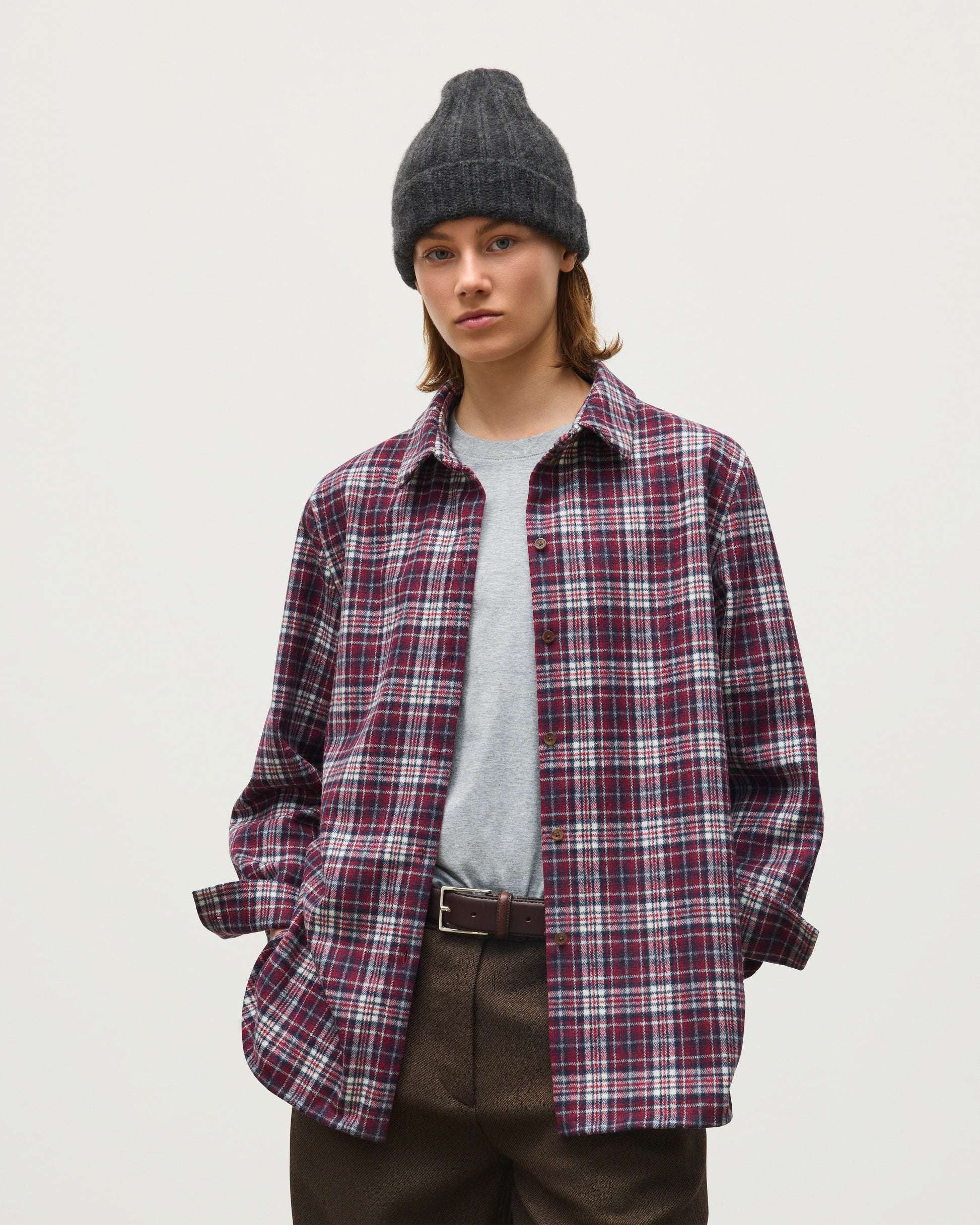 JOHNSTONS OF ELGIN WOMENS CLANLASS WOOL CASHMERE OVERSHIRT 90% WOOL, 10% CASHMERE TB000842RU7842