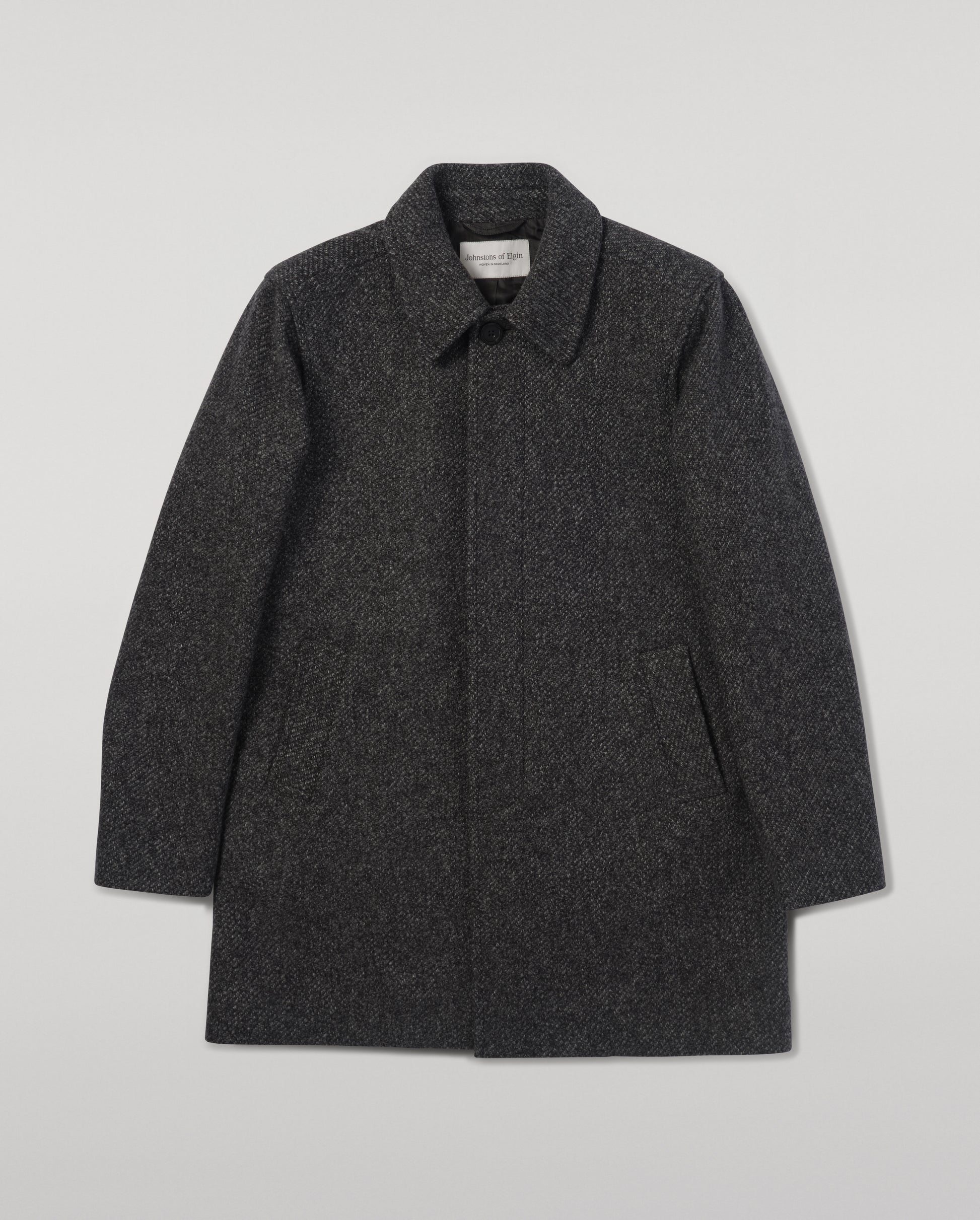 Johnstons of Elgin Men's Tailoring Grey Modern Twill Wool Grey Car Coat side TD000473RU7679