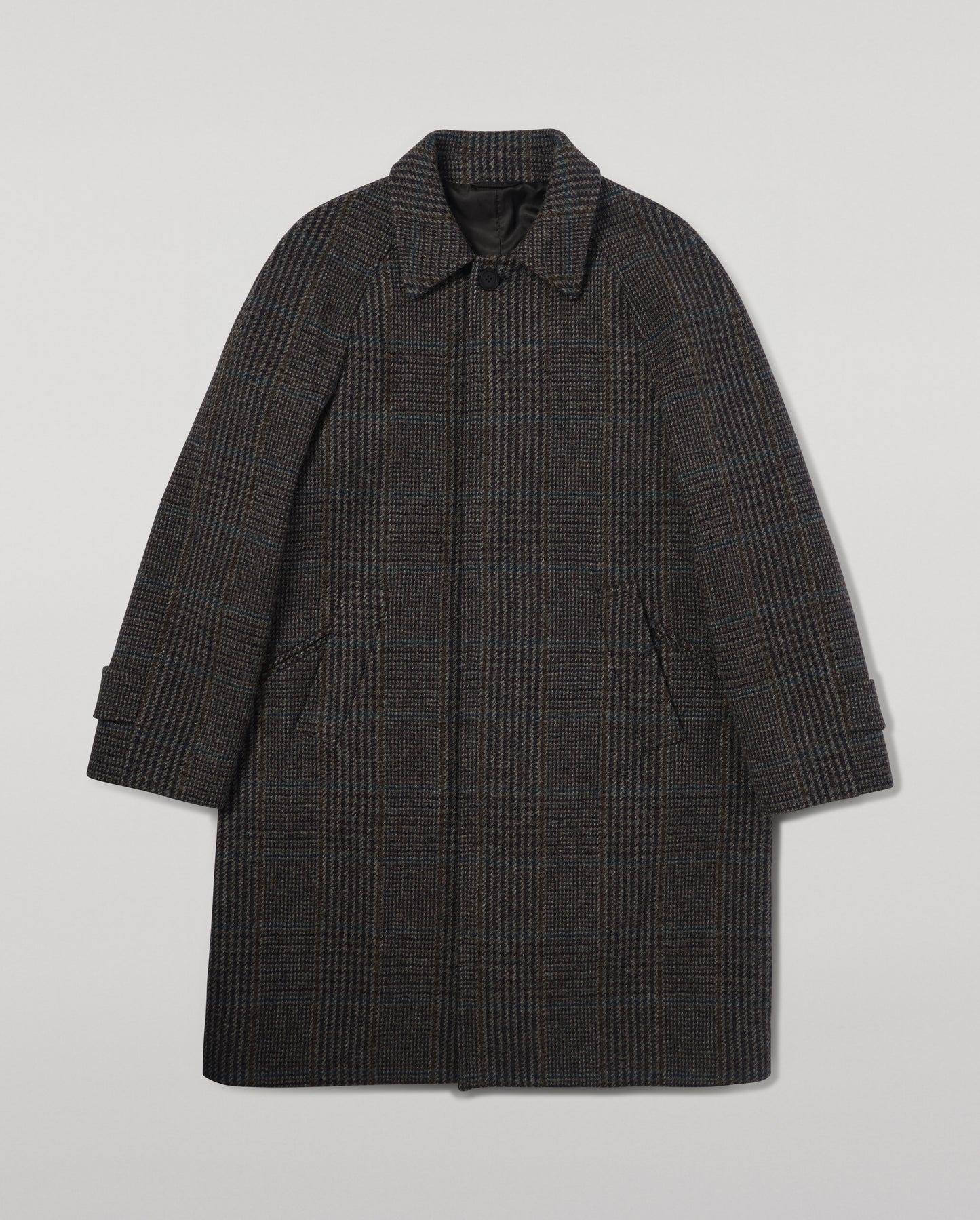 Johnstons of Elgin  Men's Tailoring Dark Slate Glen Urquhart The Balmacaan' Coat | Dark Slate Check TD000475RU7678