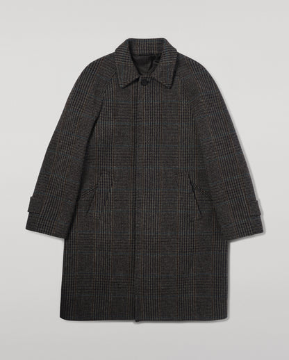 Johnstons of Elgin  Men's Tailoring Dark Slate Glen Urquhart The Balmacaan' Coat | Dark Slate Check TD000475RU7678