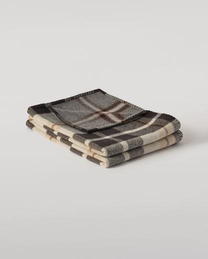 Johnstons of Elgin 100% Wool Black and Brown Plaid Blanket TD000535RU6952ONE