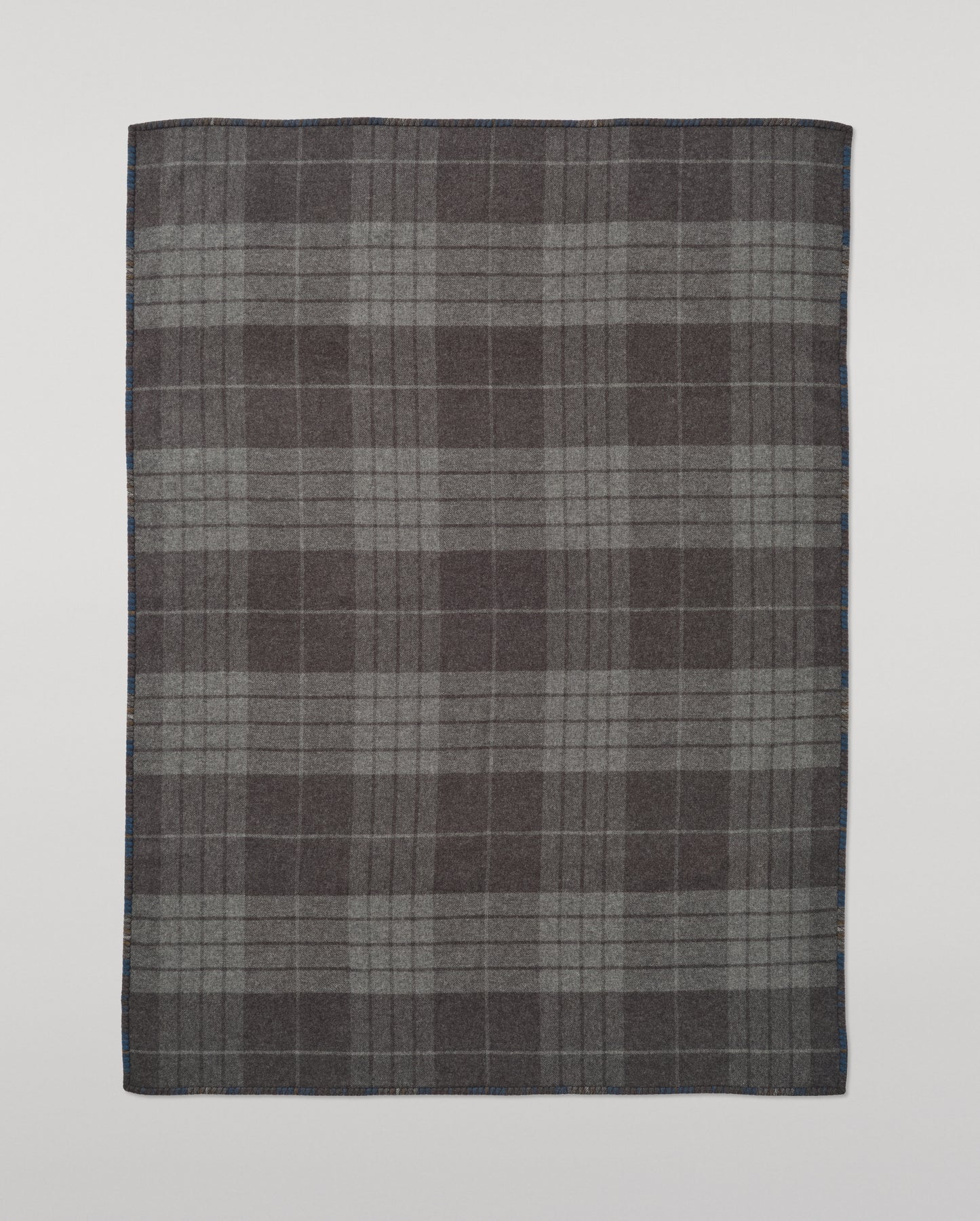 Johnstons of Elgin Double Face 100% Wool Blanket in Petrol & Charcoal Grey Check TD000535RU7833ONE