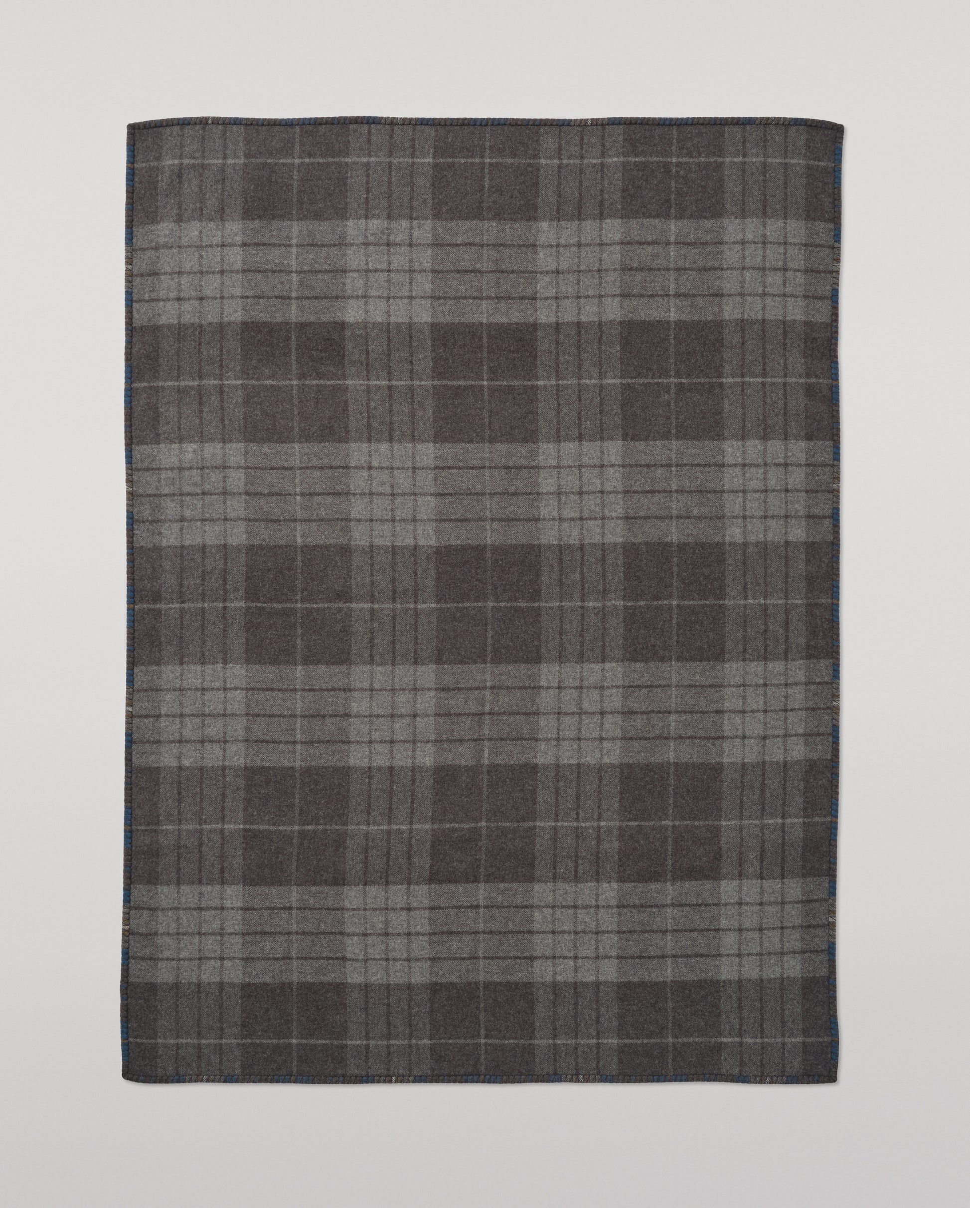 Johnstons of Elgin Double Face 100% Wool Blanket in Petrol & Charcoal Grey Check TD000535RU7833ONE