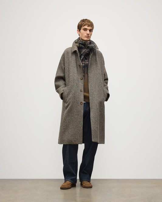 JOHNSTONS OF ELGIN MENS BRODIE WOOL CAR COAT BLUE MARL 100% WOOL UD000542RU7856
