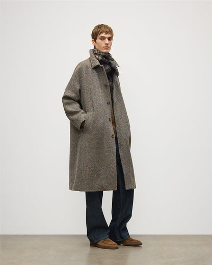 JOHNSTONS OF ELGIN MENS BRODIE WOOL CAR COAT BLUE MARL 100% WOOL UD000542RU7856