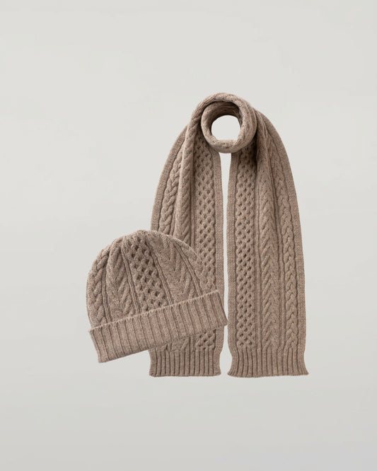 Johnstons of Elgin Aran Cashmere Natural Hat & Scarf Gift Set 2025GIFTSET8A