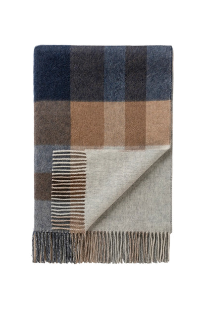 2025 Johnstons of Elgin Interiors Collection Birch Check Reversible Cashmere Throw on a white background  WA000013RU7603ONE