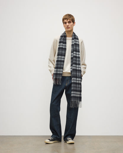 JOHNSTONS OF ELGIN WIDE CSAHMERE SCARF IN GREY WATCH DRESS STEWART WA000057KU0176ONE