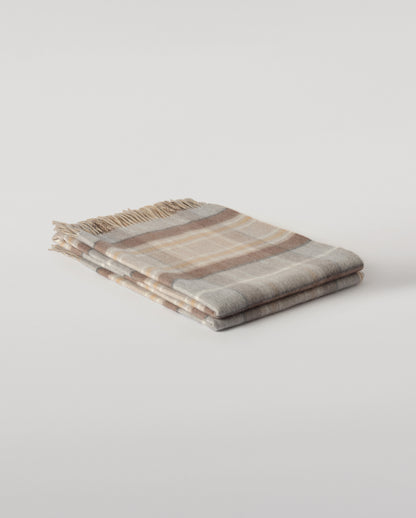 Johnstons of Elgin Natural Mackellar Reclaimed Cashmere Blanket, Reversible, with fringe finish WA002657RU7823ONE