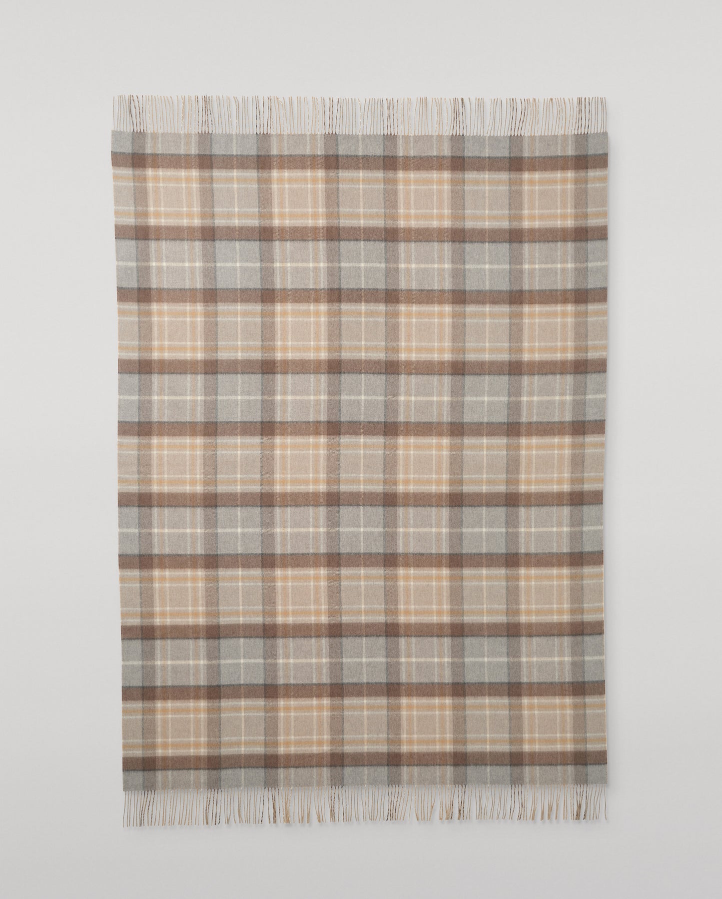 Johnstons of Elgin Natural Mackellar Reclaimed Cashmere Blanket, Reversible, with fringe finish WA002657RU7823ONE