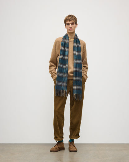 JOHNSTONS OF ELGIN CASHMERE VINTAGE CHECK SCARF BOTTLE GREEN 100% CASHMERE WA002634RU7781ONE