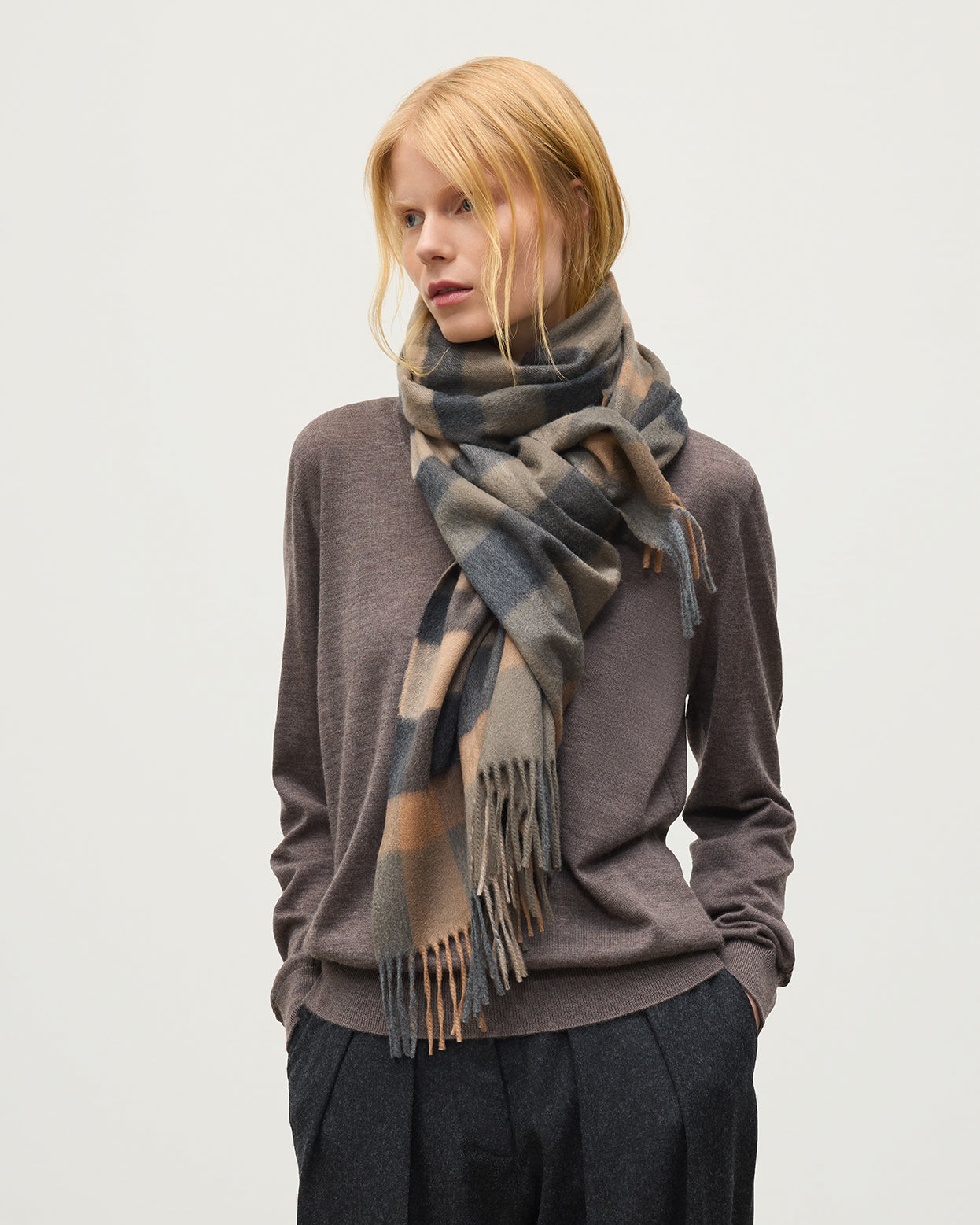 JOHNSTONS OF ELGIN CASHMERE MULTI CHECK SCARF 100% CASHMERE WA002635RU7754ONE