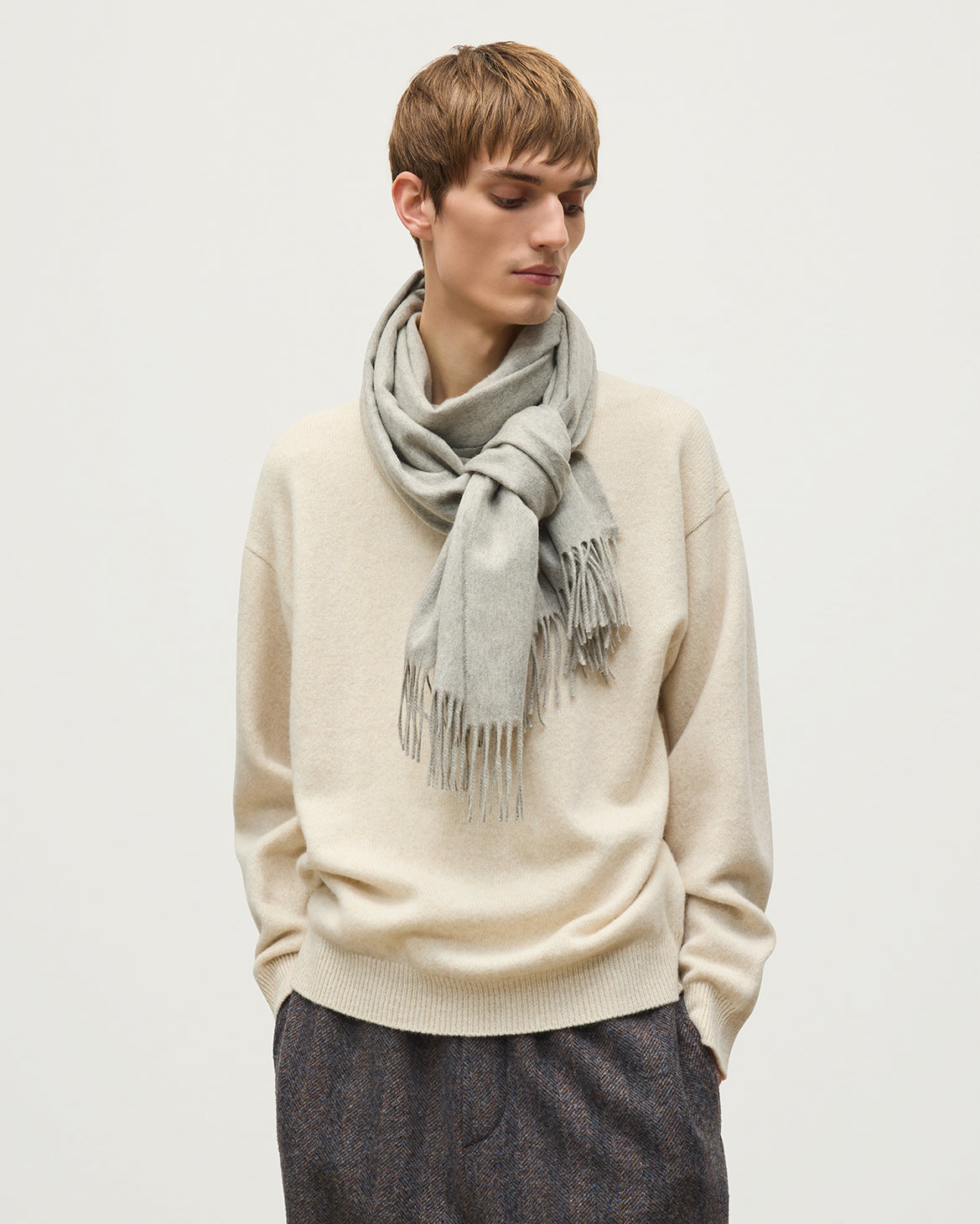 JOHNSTONS OF ELGIN CASHMERE CAPSULE SCARF GREY 50% CASHMERE, 50% RECYCLED CASHMERE WA002655RU7815ONE