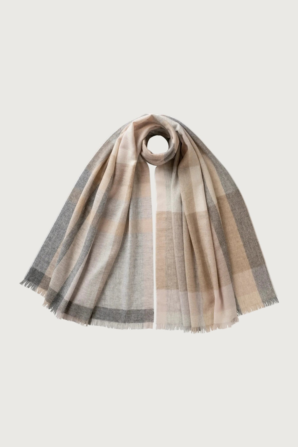 Johnstons of Elgin AW25 Woven Accessories Natural Madras Check Cashmere Stole WA001174RU7660ONE