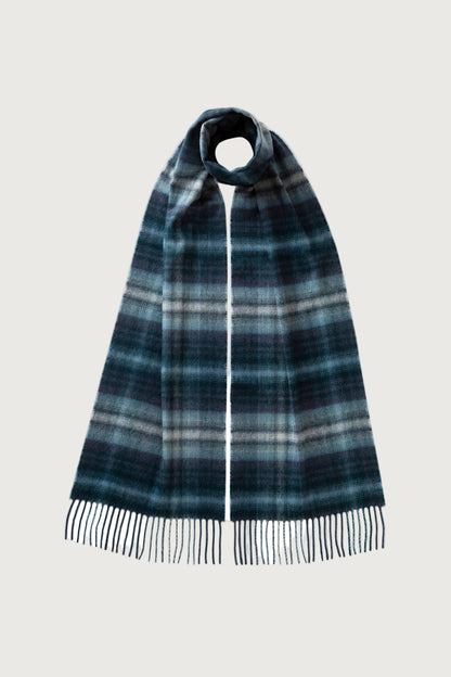 Johnstons of Elgin AW25 Woven Accessories Blue Blue Soft Blur Check Cashmere Scarf WA000016RU7632ONE