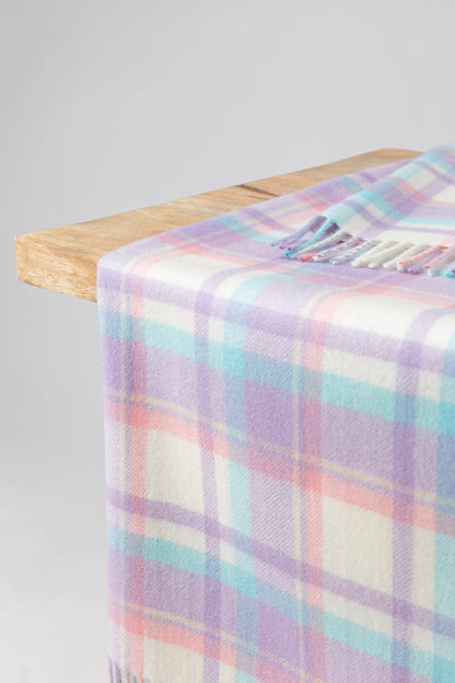 Johnstons of Elgin 2024 Baby Blanket Collection Lilac Pink Check Cashmere Baby Blanket WA001954RU7475ONE