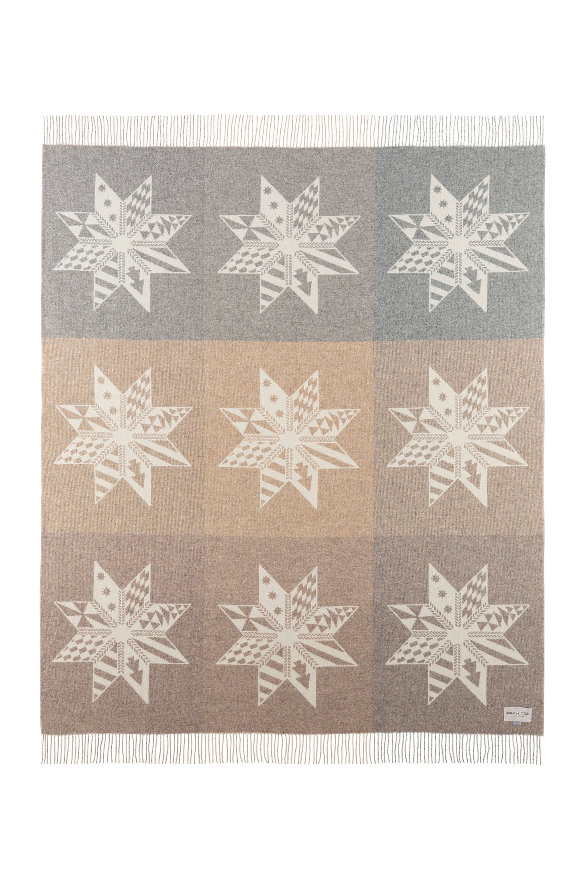 Johnstons of Elgin Christmas Star Cashmere Blanket in natural shades WA002158RU7618ONE