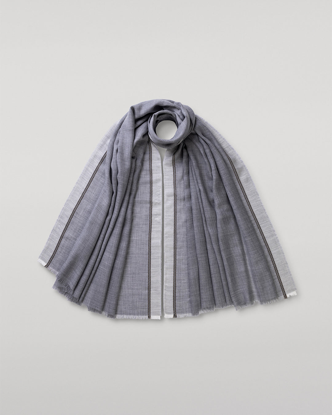 JOHNSTON OF ELGIN IVES CHEVRON BORDER SCARF 100% CASHMERE WA002446RU7700ONE