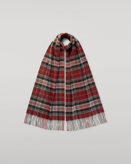 JOHNSTONS OF ELGIN CASHMERE VINTAGE CHECK SCARF DARK RED 100% CASHMERE WA002634RU7779ONE