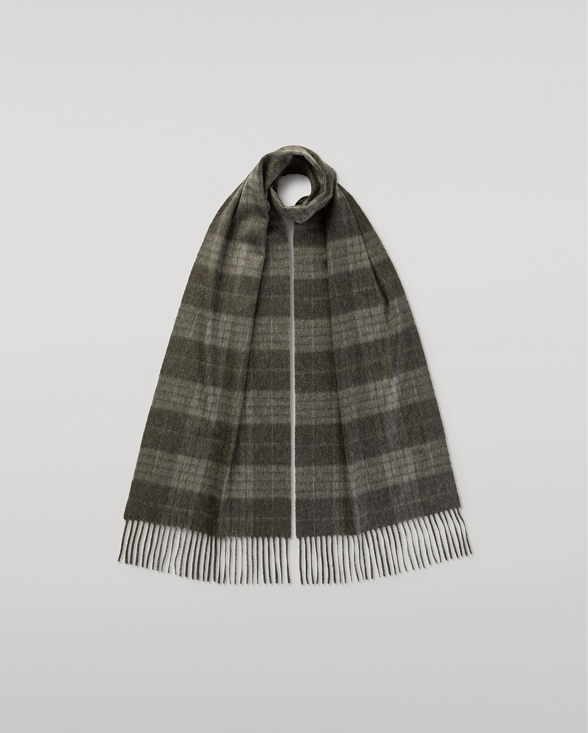 JOHNSTONS OF ELGIN CASHMERE VINTAGE CHECK SCARF GREY 100% CASHMERE WA002634RU7780ONE