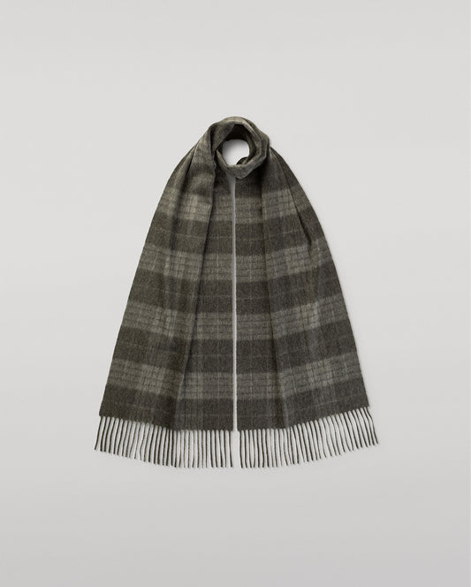 JOHNSTONS OF ELGIN CASHMERE VINTAGE CHECK SCARF GREY 100% CASHMERE WA002634RU7780ONE