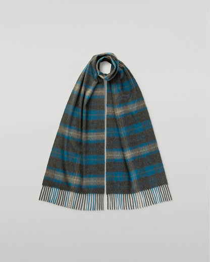 JOHNSTONS OF ELGIN CASHMERE PLAID SCARF DARK GREY 100% CASHMERE WA002634RU7791ONE