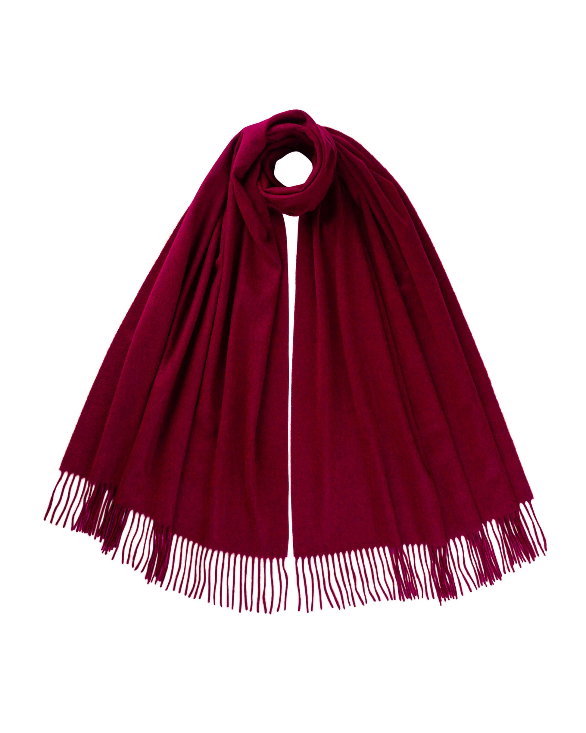 Johnstons of Elgin 100% Cashmere Stole in Merlot on a white background WA000056SE7234N/A
