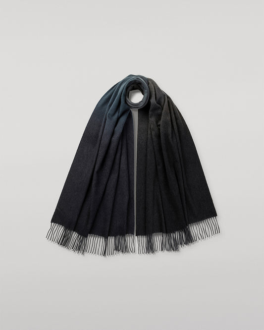 JOHNSTONS OF ELGIN UMBRA OMBRE STOLE BLACK & NAVY 100% CASHMERE WA000056RU7302ONE