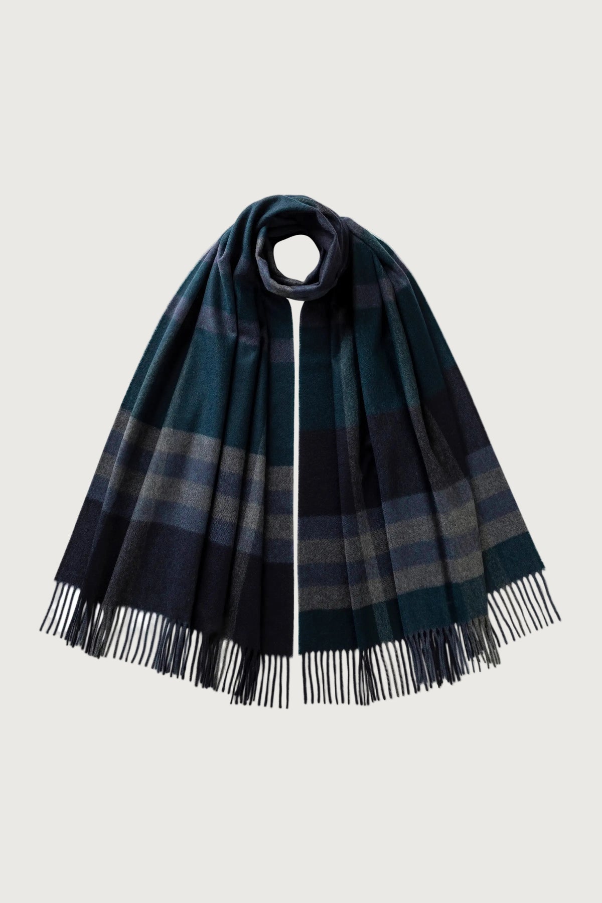 Johnstons of Elgin AW25 Woven Accessories Blue Modern Check Cashmere Stole WA000056RU7630ONE