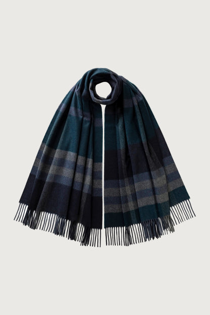 Johnstons of Elgin AW25 Woven Accessories Blue Modern Check Cashmere Stole WA000056RU7630ONE