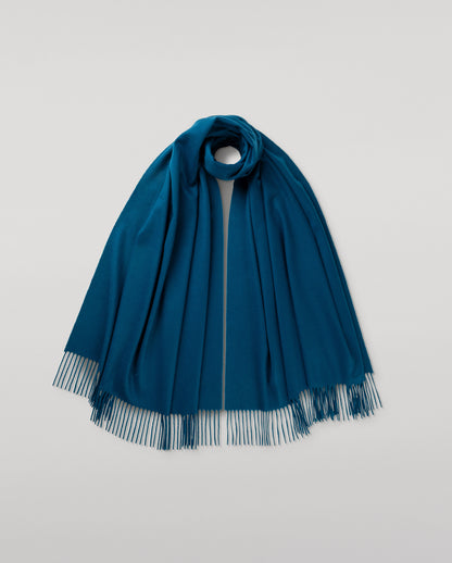 JOHNSTONS OF ELGIN CLASSIC CASHMERE STOLE BLUE 100% CASHMERE WA000056SD5123ONE