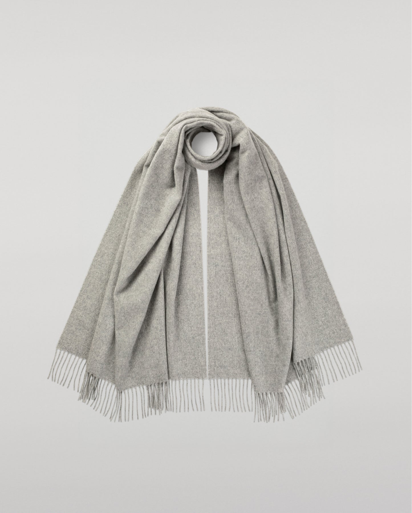 Johnstons of Elgin 100% Cashmere Stole in Light Grey on a white background WA000056HA0200N/A