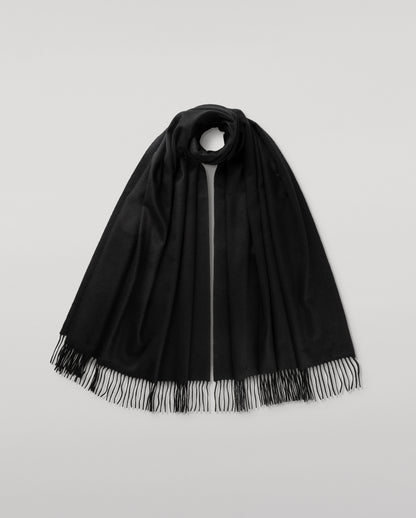 Johnstons of Elgin 100% Cashmere Stole in Black on a white background WA000056SA0900N/A