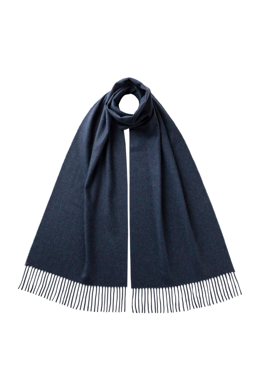Johnstons of Elgin AW25 Woven Accessories Heather Navy Heather Navy Wide Cashmere Scarf WA000057HD7311ONE
