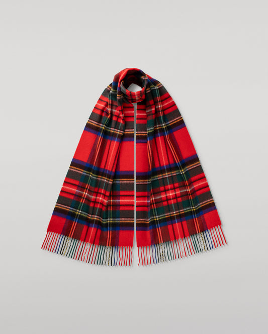 Johnstons of Elgin Woven Accessory Wide Royal Stewart Tartan Cashmere Scarf WA000057KU0303N/A