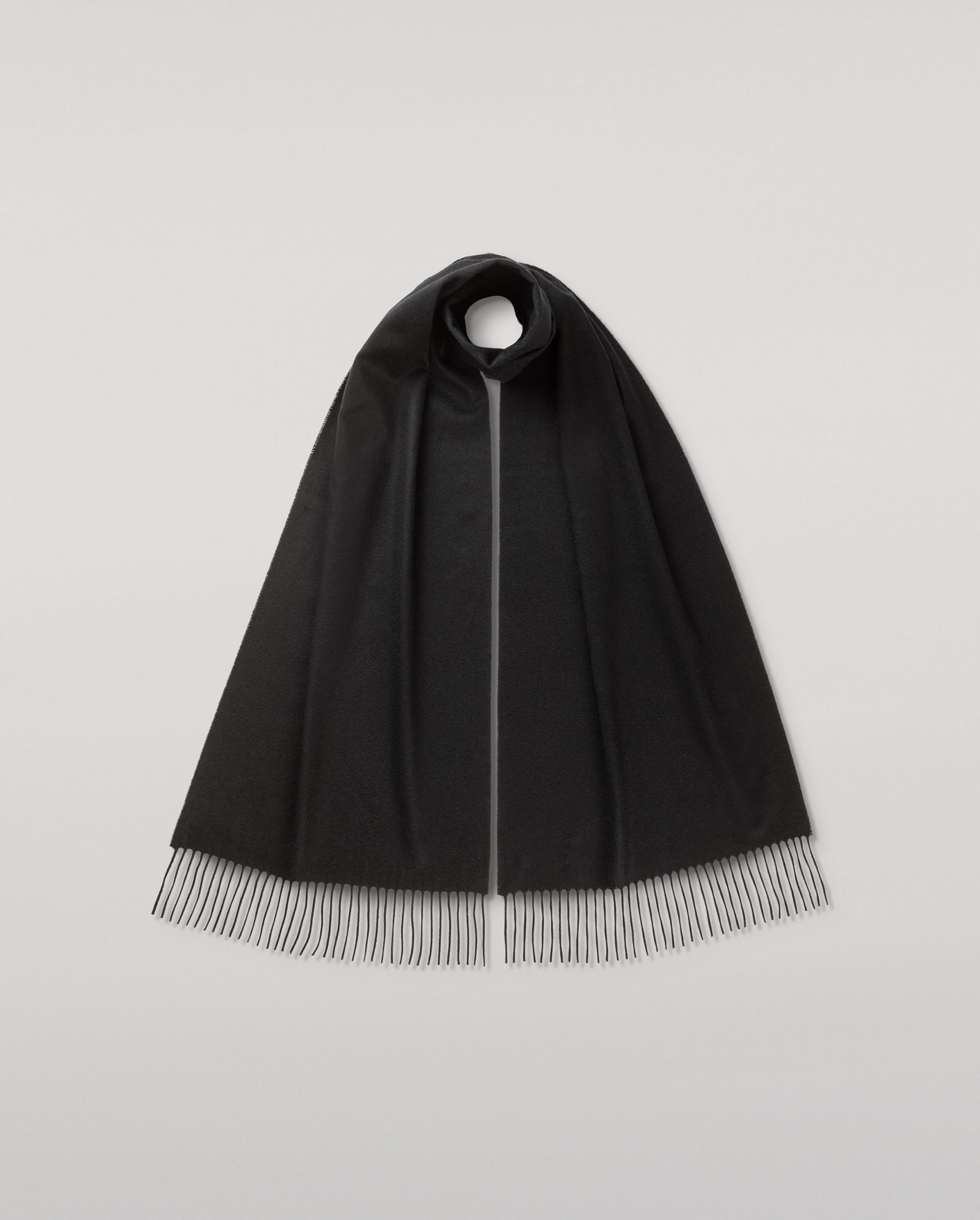Johnstons of Elgin Woven Accessory Black Wide Black Cashmere Scarf WA000057SA0900N/A