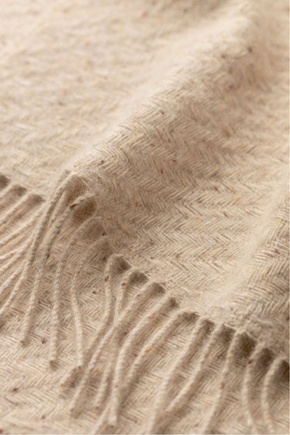 Johnstons of Elgin Woven Accessories Cream Dun Lofty Twill Cashmere Scarf WAC02307RU7658ONE